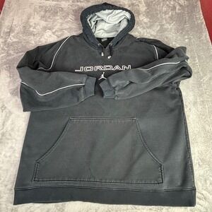 Jordan Hoodie Mens XXL Black Vintage Y2K Jumpman Logo Pullover Sweatshirt H5TWB